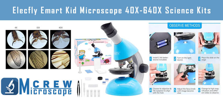 Elecfly Emart Kid Microscope 40X to 640X Science Kits