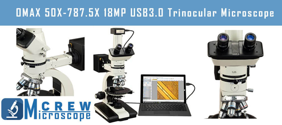 OMAX 50X to 787.5X 18MP USB3.0 Trinocular-Microscope