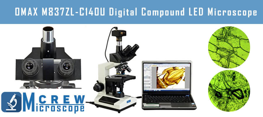 OMAX M837ZL C140U 40X 2500X Full Size Lab Digital Trinocular Compound LED Microscope