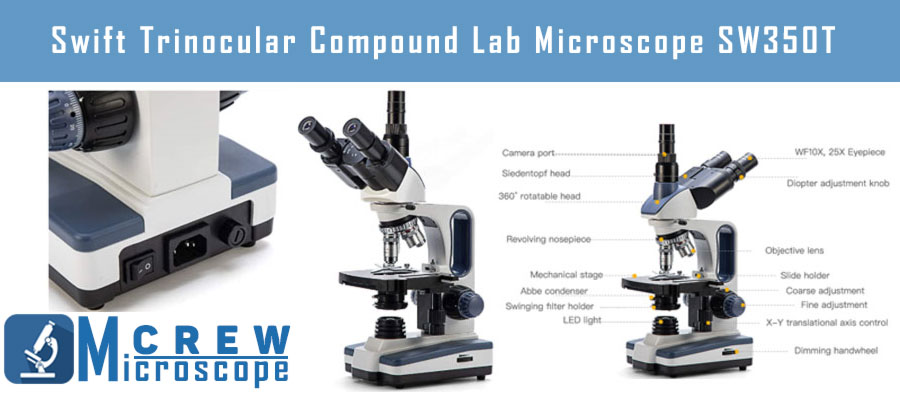 Swift Trinocular Compound Lab Microscope SW350T