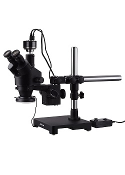 AmScope 3.5X-45X Black Trinocular Stereo Zoom Microscope